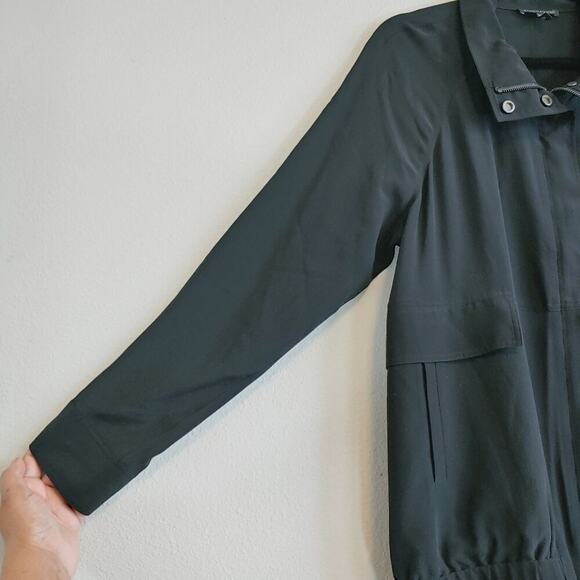 Eileen Fisher Black Silk Crepe de Chine Zip Front Jacket Sz M - Picture 4 of 11